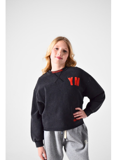 Світшот для дівчинки весна-осінь S61 двонитка антрацит укорочений YM 120(р)