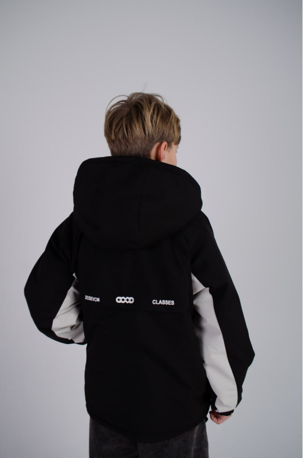 Куртка для хлопчика весна-осінь 68A108 котон/ синтепон чорний DEOPNS-11 двостороння 140(р)