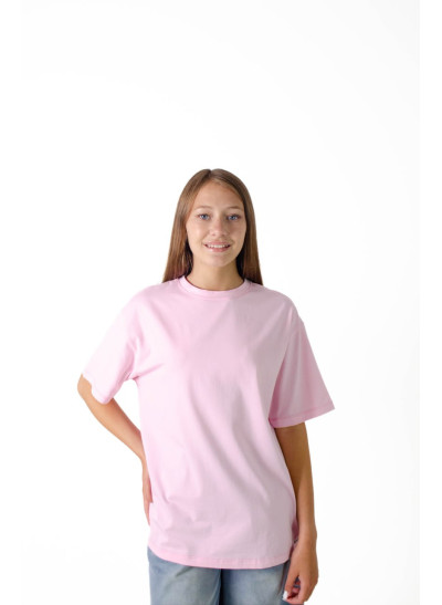 Футболка для дівчинки на літо 7628 котон рожевий база oversize 134(р) 