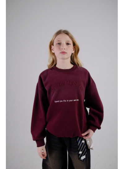 Світшот для дівчинки або для хлопчика весна-осінь 6609 котон бордо Meet You 150(р) 