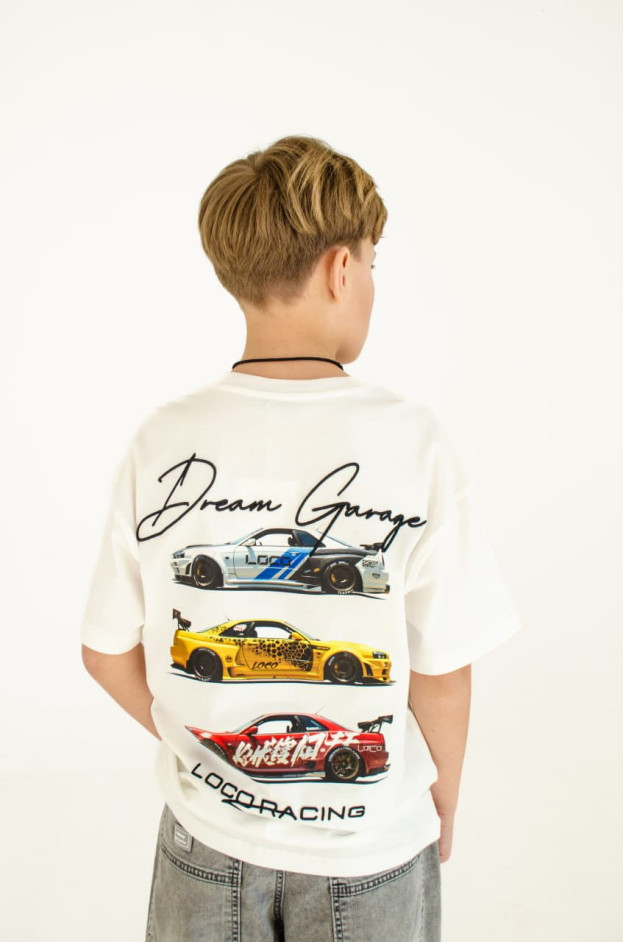 Футболка для хлопчика на літо 8233 котон білий Dream Garage 140(р) 