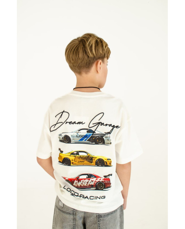 Футболка для хлопчика на літо 8233 котон білий Dream Garage 140(р) 