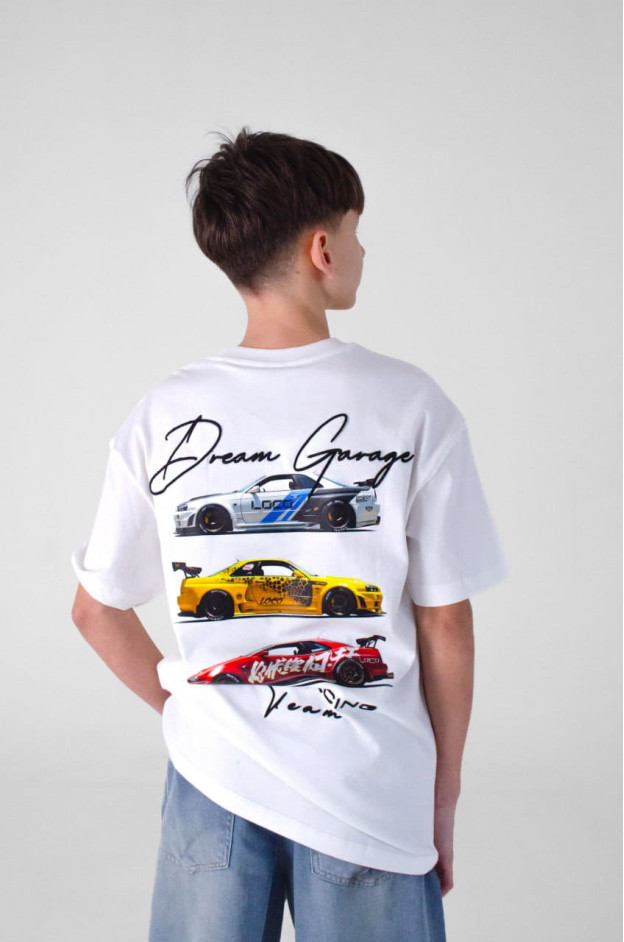 Футболка для хлопчика на літо 8233 котон білий Dream Garage 140(р) 
