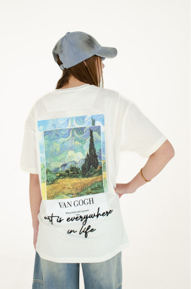 Футболка для дівчинки або для хлопчика на літо 8226 котон білий Van Gogh 134(р) 