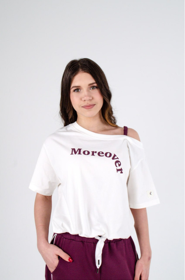 Костюм для дівчинки весна-осінь 8320 котон білий/сливовий Moreover 146(р) 