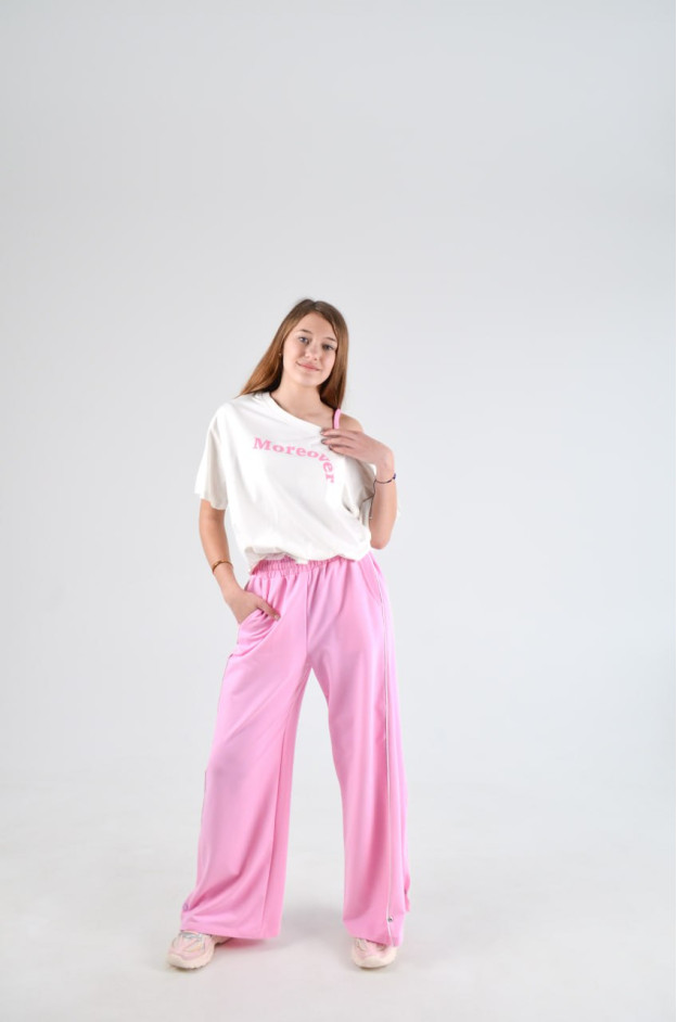 Костюм для дівчинки весна-осінь 8320 котон білий/рожевий Moreover 134(р) 
