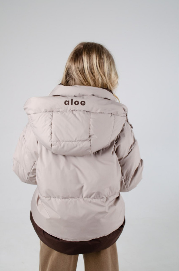 Куртка для дівчинки весна-осінь 7899 плащівка/синтепон беж/шоколад Aloe 128(р)