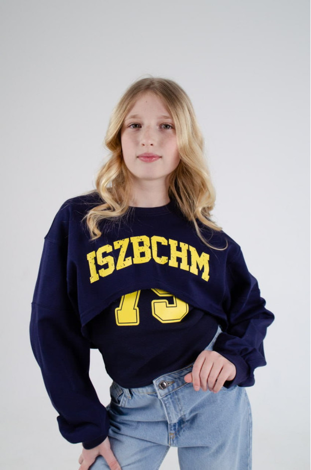 Світшот для дівчинки весна-осінь CS65 котон темно-синій двійка 79 130(р) 