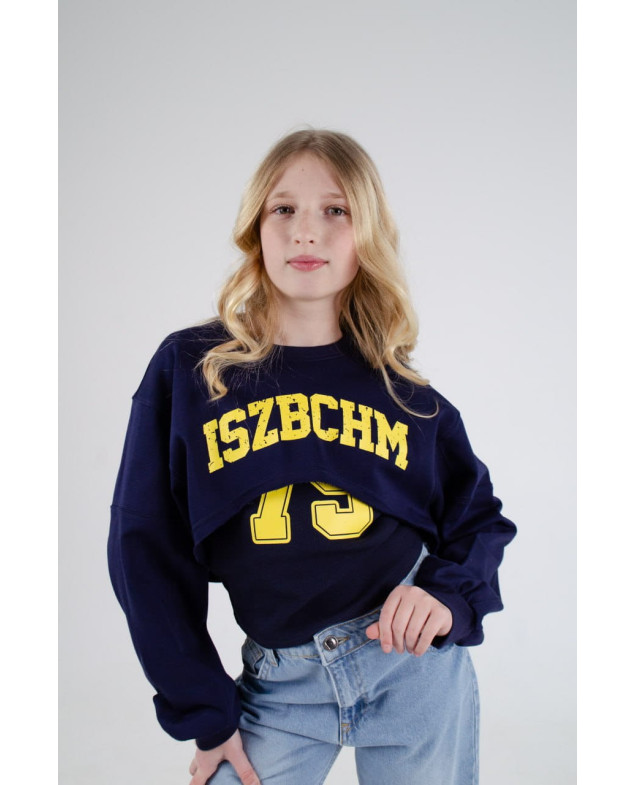 Світшот для дівчинки весна-осінь CS65 котон темно-синій двійка 79 130(р) 