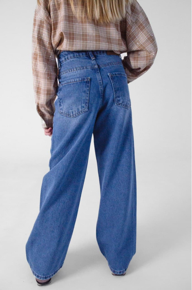 Джинси для дівчинки весна-осінь 26SB235SY котон синій камінчики,wide-leg crop 176(р) 