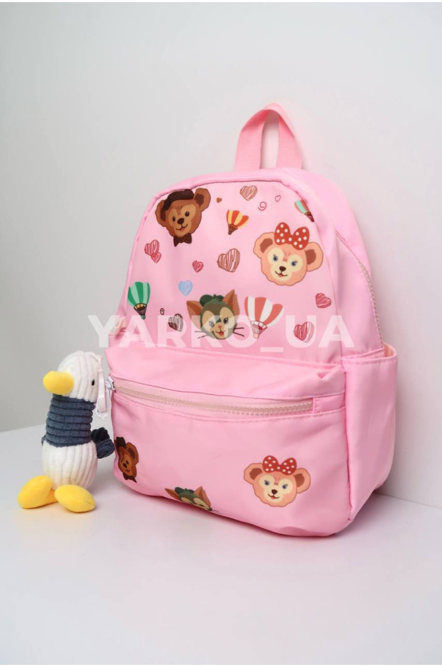 Рюкзак для дівчат H-578-5 текстиль рожевий брелок-каченя 28*22*10 см