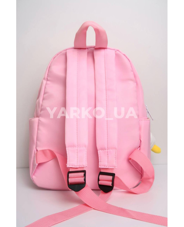 Рюкзак для дівчат H-578-5 текстиль рожевий брелок-каченя 28*22*10 см