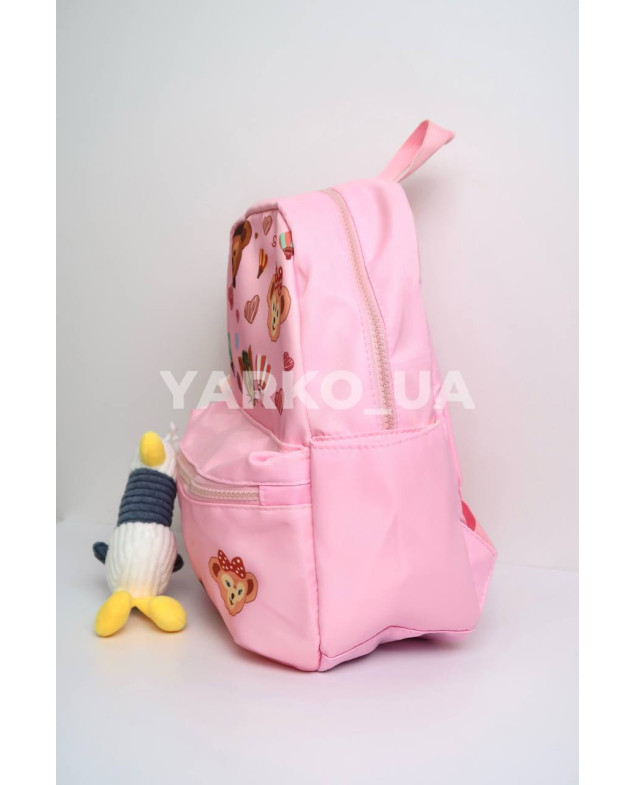 Рюкзак для дівчат H-578-5 текстиль рожевий брелок-каченя 28*22*10 см