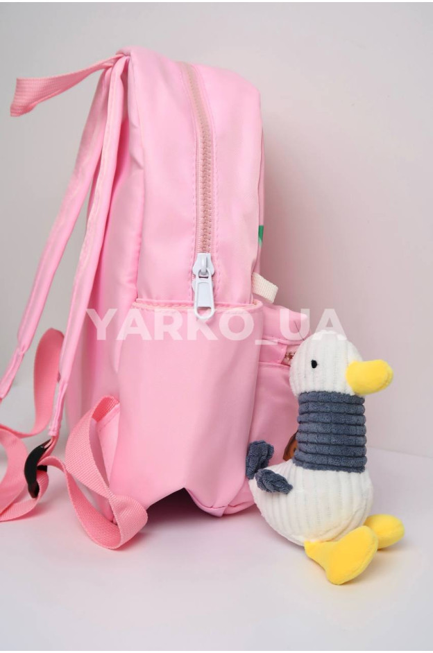 Рюкзак для дівчат H-578-5 текстиль рожевий брелок-каченя 28*22*10 см