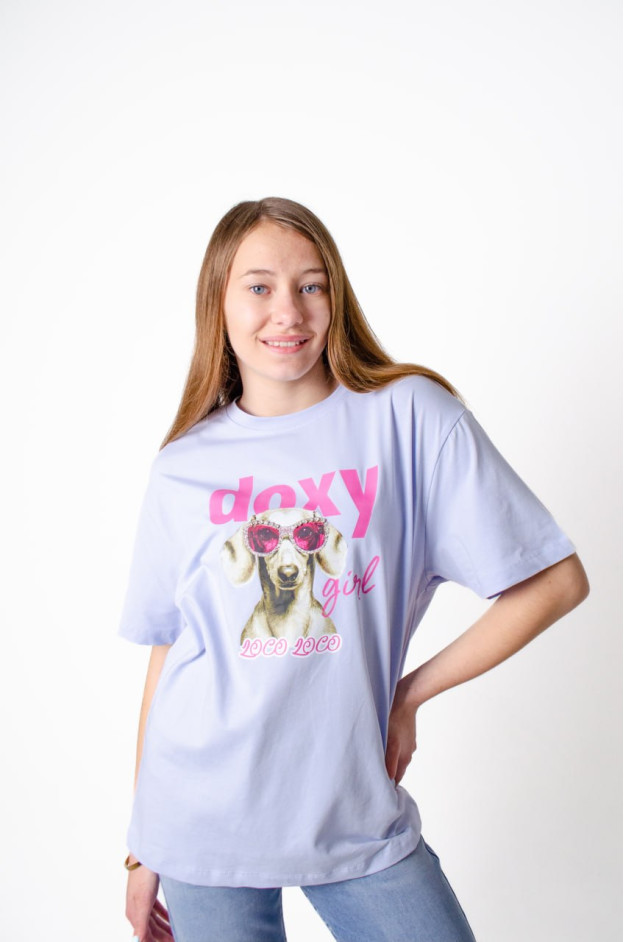 Футболка для дівчинки на літо 8633 котон блакитний Doxy girl 134(р) 