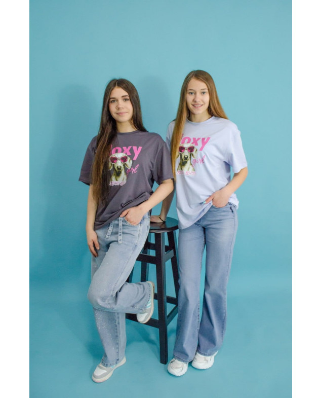 Футболка для дівчинки на літо 8633 котон блакитний Doxy girl 134(р) 
