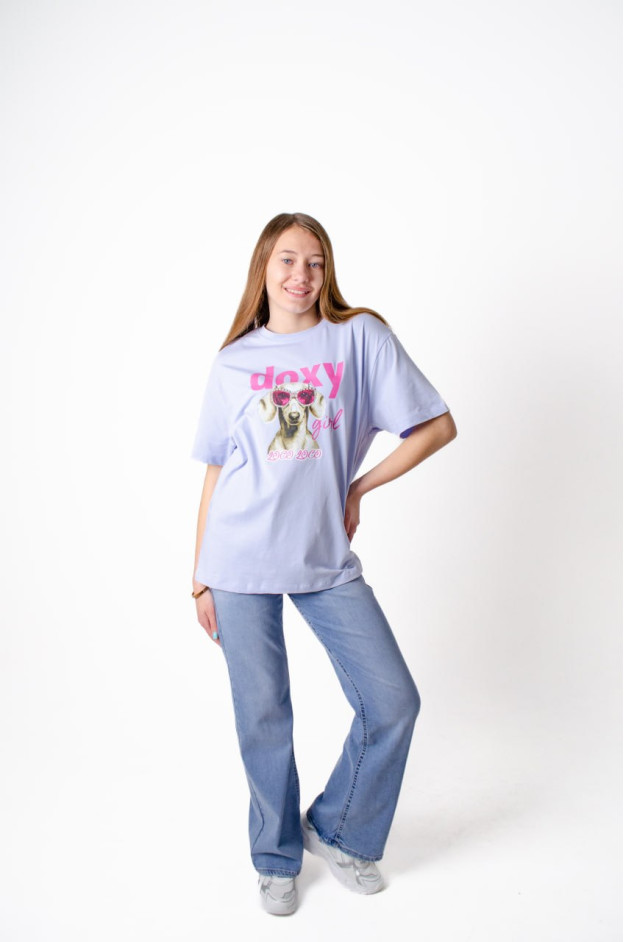 Футболка для дівчинки на літо 8633 котон блакитний Doxy girl 134(р) 