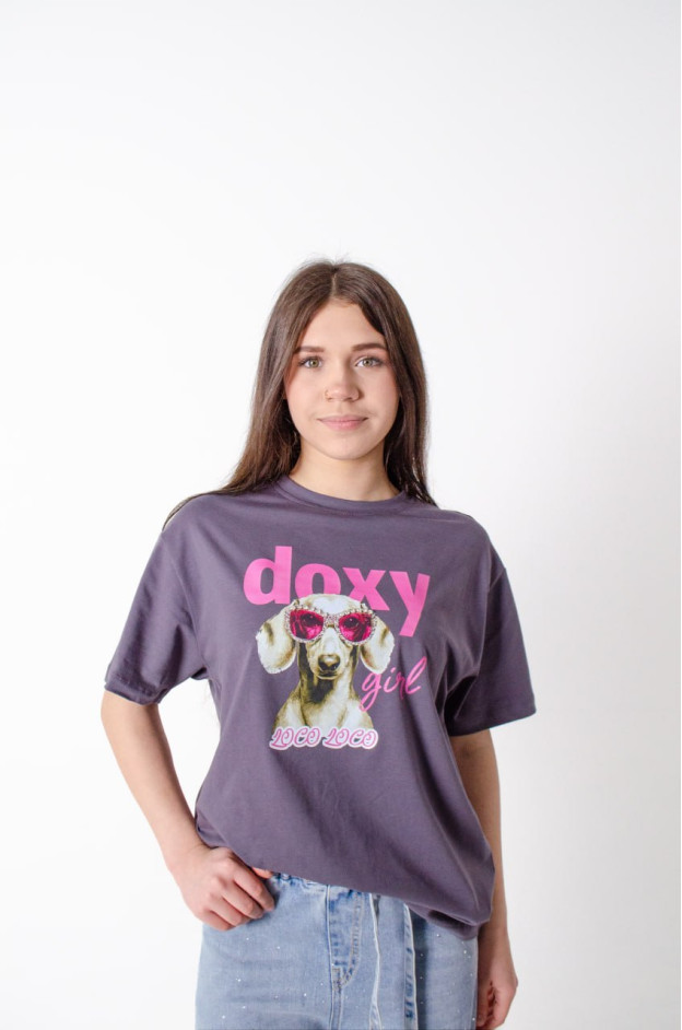 Футболка для дівчинки на літо 8633 котон графіт Doxy girl 134(р) 