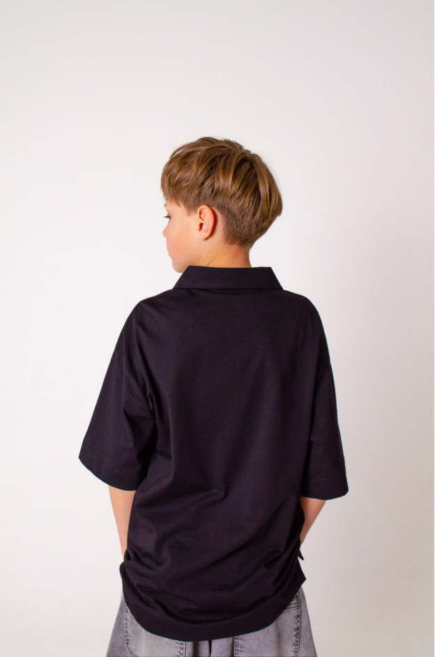 Поло для хлопчика на літо 7377 котон чорний zip classic 146(р) 