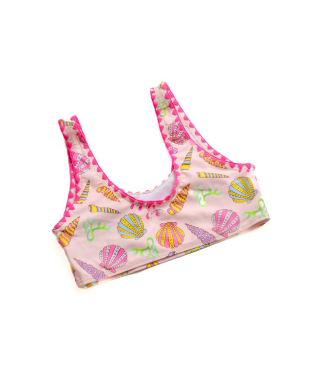 Купальник для дівчинки на літо BH865 нейлон світло рожевий роздільний мушлі 10-12(р) 