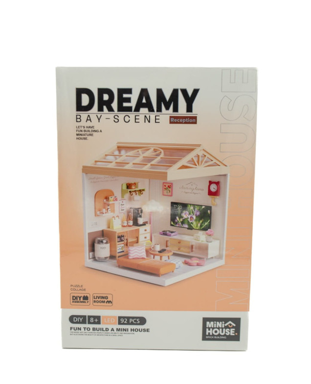 Конструктор Mini House для дітей 8006 румбокс,Інтер'єр-вітальня,світло,92 деталі
