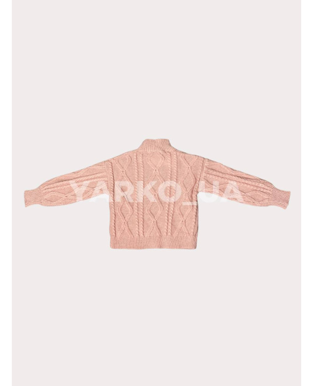 Светр Fanny look для дівчинки на зиму 1107 в'язка пудра ромбики 6(р)