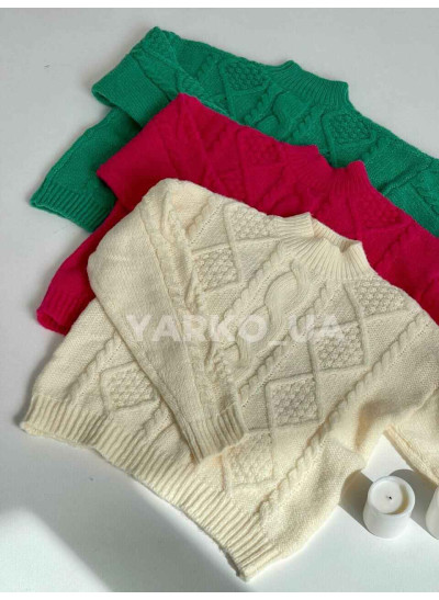 Светр для дівчат на зиму F99# ромби/коса в`язка молочний 6(р)