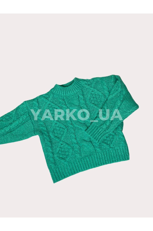 Светр Fanny look для дівчинки на зиму F101# пе рукава-крила в`язка зелений 2(р)