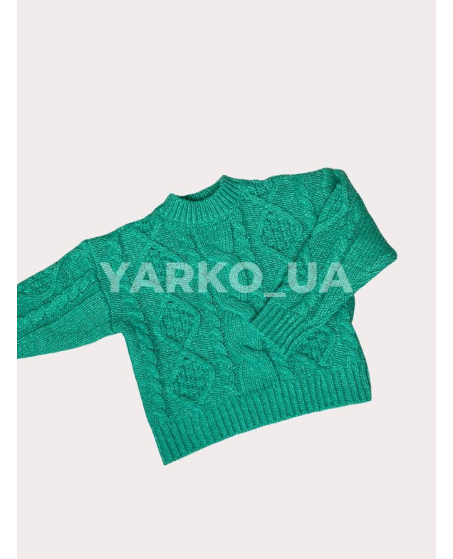 Светр Fanny look для дівчинки на зиму F101# пе рукава-крила в`язка зелений 2(р)