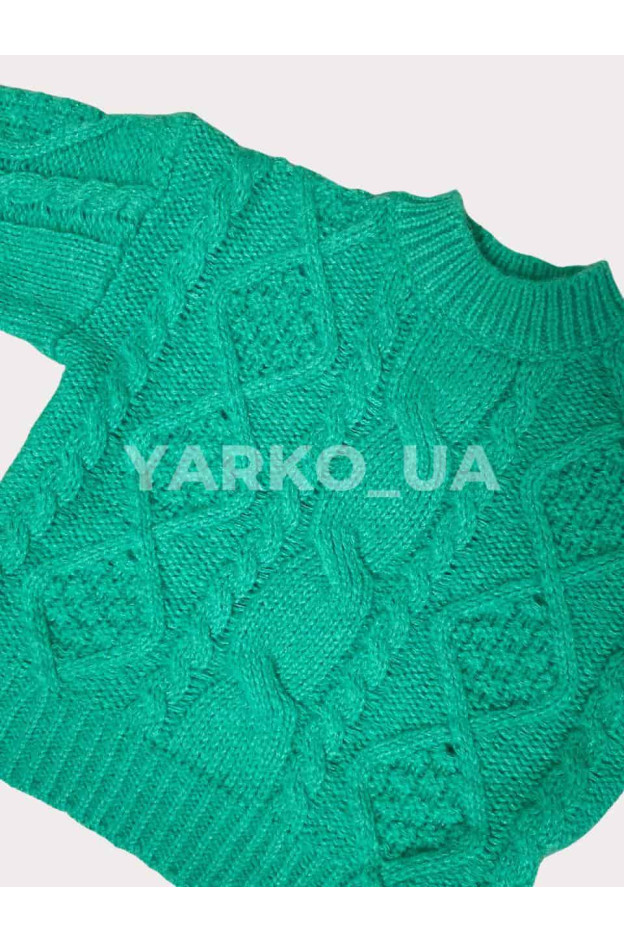 Светр Fanny look для дівчинки на зиму F101# пе рукава-крила в`язка зелений 2(р)