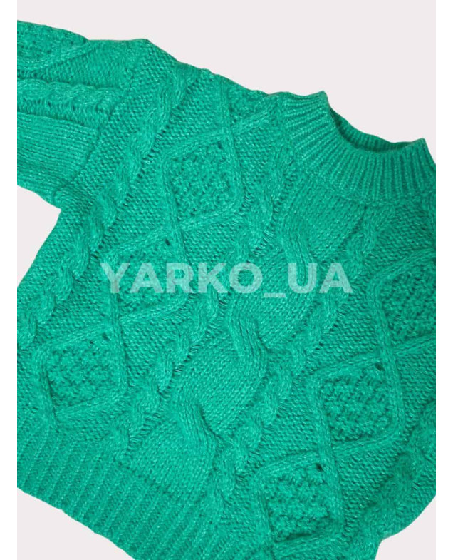 Светр Fanny look для дівчинки на зиму F101# пе рукава-крила в`язка зелений 2(р)