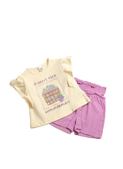 Костюм для дівчинки на літо 325504 котон жовтий/ліловий berry nice 122(р) 