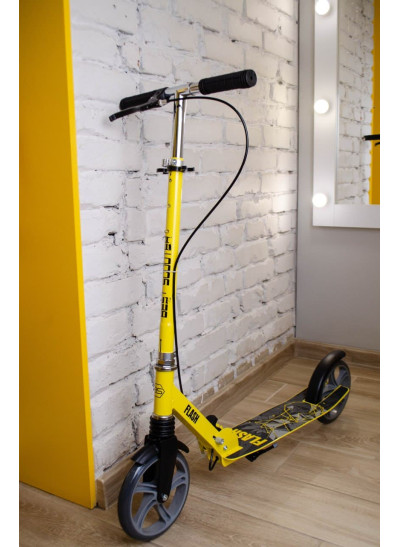 Самокат Best Scooter для дівчинки або для хлопчика FL-14320 чорний/жовтий ручне гальмо, амортизатор передній
