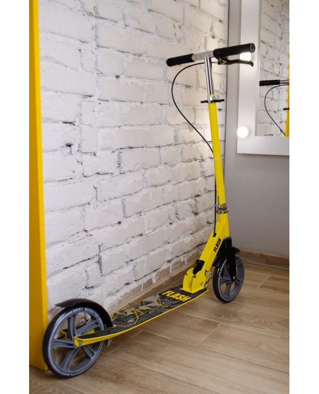 Самокат Best Scooter для дівчинки або для хлопчика FL-14320 чорний/жовтий ручне гальмо, амортизатор передній