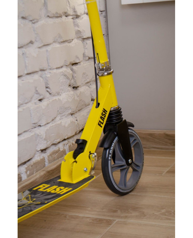Самокат Best Scooter для дівчинки або для хлопчика FL-14320 чорний/жовтий ручне гальмо, амортизатор передній