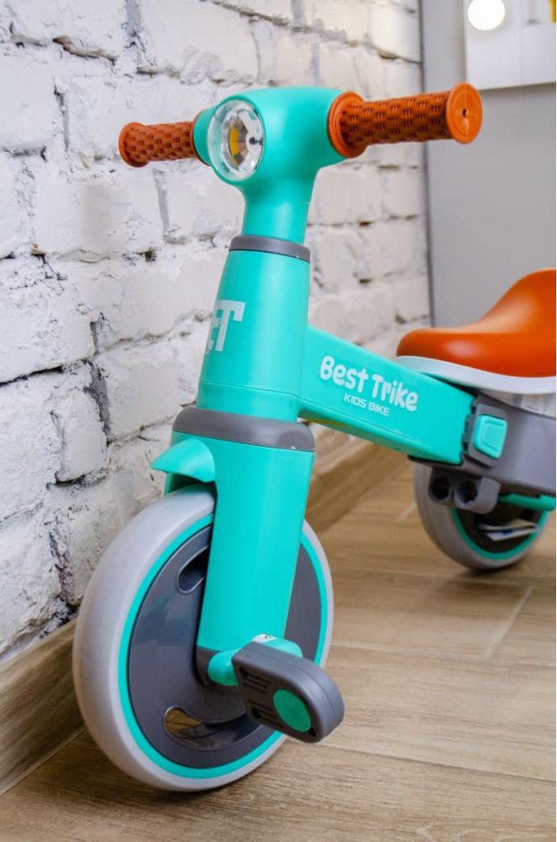 Велосипед Best Trike для дівчинки або для хлопчика LB-10360 нейлон бірюзовий 3-х колісний,колеса передні 10