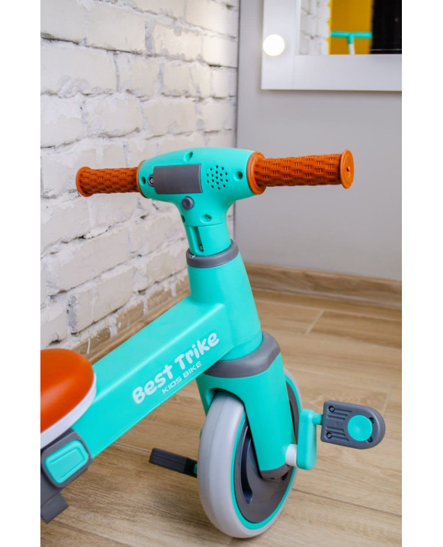 Велосипед Best Trike для дівчинки або для хлопчика LB-10360 нейлон бірюзовий 3-х колісний,колеса передні 10