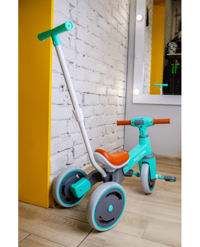 Велосипед Best Trike для дівчинки або для хлопчика LB-10360 нейлон бірюзовий 3-х колісний,колеса передні 10