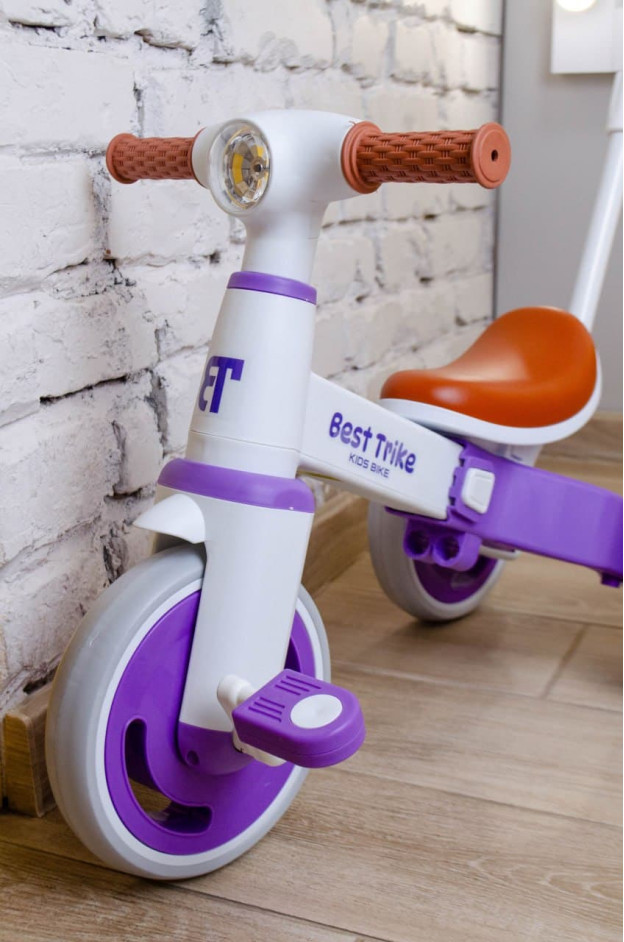 Велосипед Best Trike для дівчинки або для хлопчка LB-10571 нейлон білий/фіолет 3-х колісний,колеса передні 10