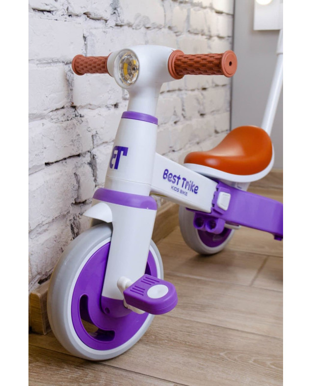 Велосипед Best Trike для дівчинки або для хлопчка LB-10571 нейлон білий/фіолет 3-х колісний,колеса передні 10