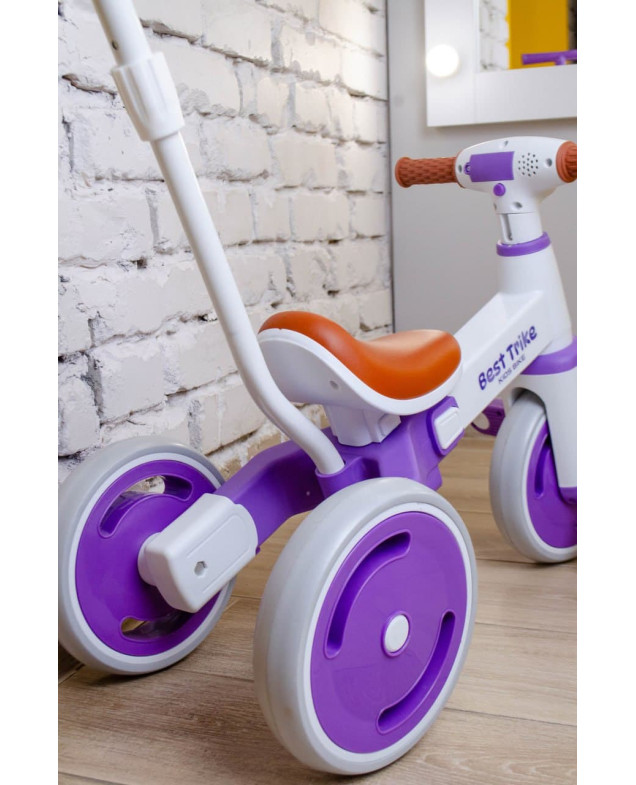 Велосипед Best Trike для дівчинки або для хлопчка LB-10571 нейлон білий/фіолет 3-х колісний,колеса передні 10