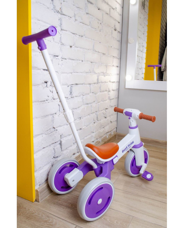 Велосипед Best Trike для дівчинки або для хлопчка LB-10571 нейлон білий/фіолет 3-х колісний,колеса передні 10