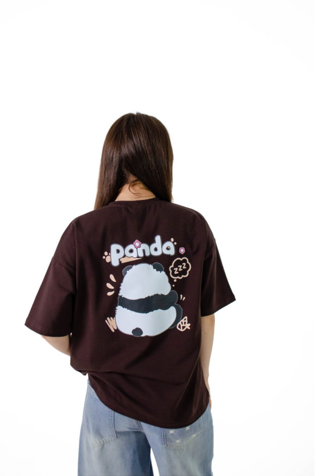 Футболка для дівчинки на літо 998151 котон шоколад Panda 140(р) 