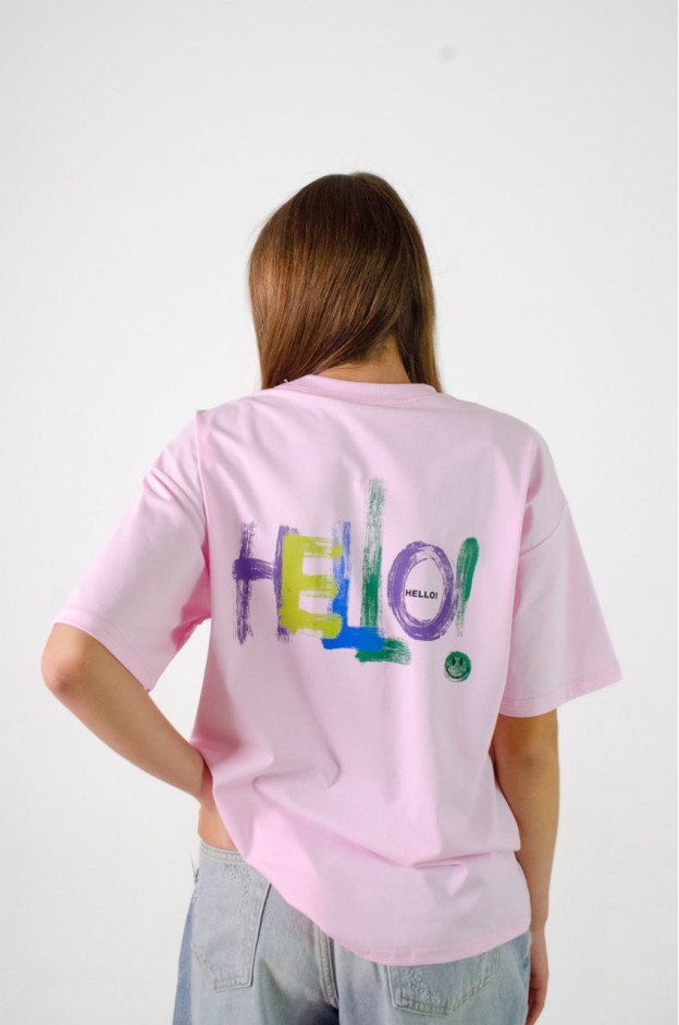 Футболка для дівчинки на літо 8923 котон рожевий HELLO! 140(р) 