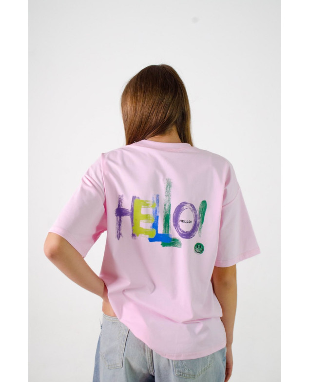 Футболка для дівчинки на літо 8923 котон рожевий HELLO! 140(р) 