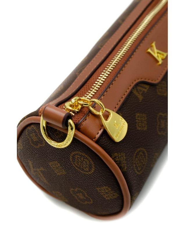 Сумка для дівчинки 8525 екошкіра шоколад/коричневий 22*10,5*10,5 циліндр тваринка-підвіска