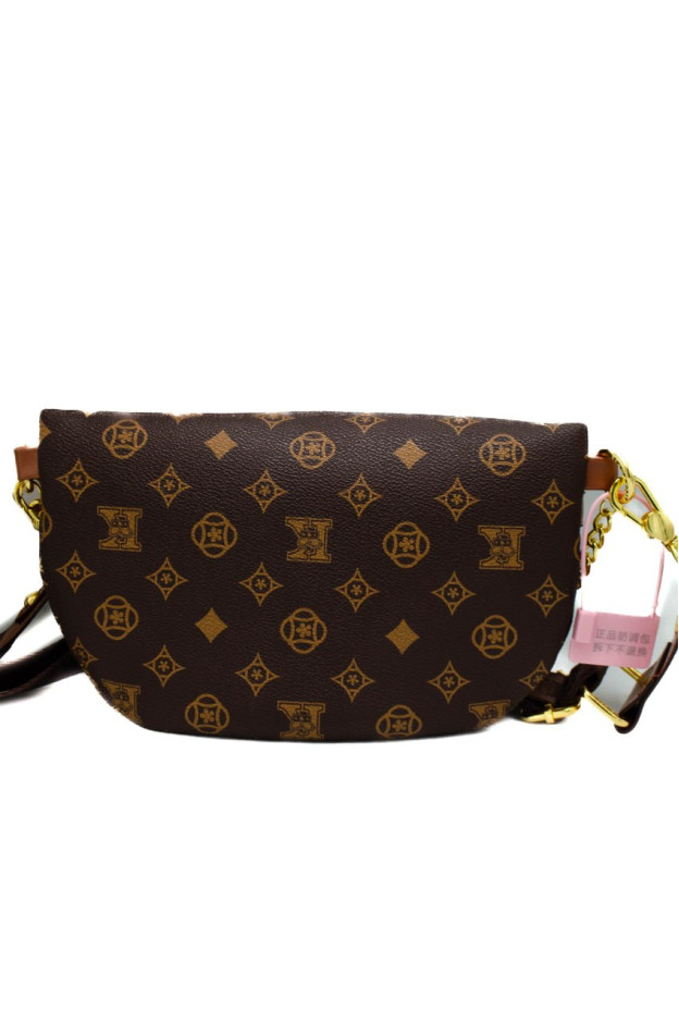 Сумка-бананка для дівчинки 106# екошкіра шоколад/коричневий 18*3*16 Tiaoshijia з металевим ланцюжком