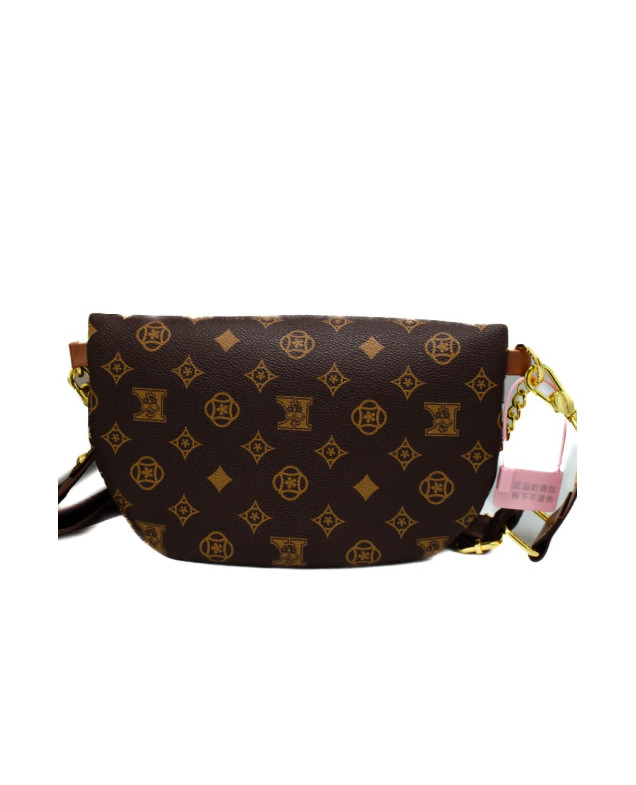Сумка-бананка для дівчинки 106# екошкіра шоколад/коричневий 18*3*16 Tiaoshijia з металевим ланцюжком