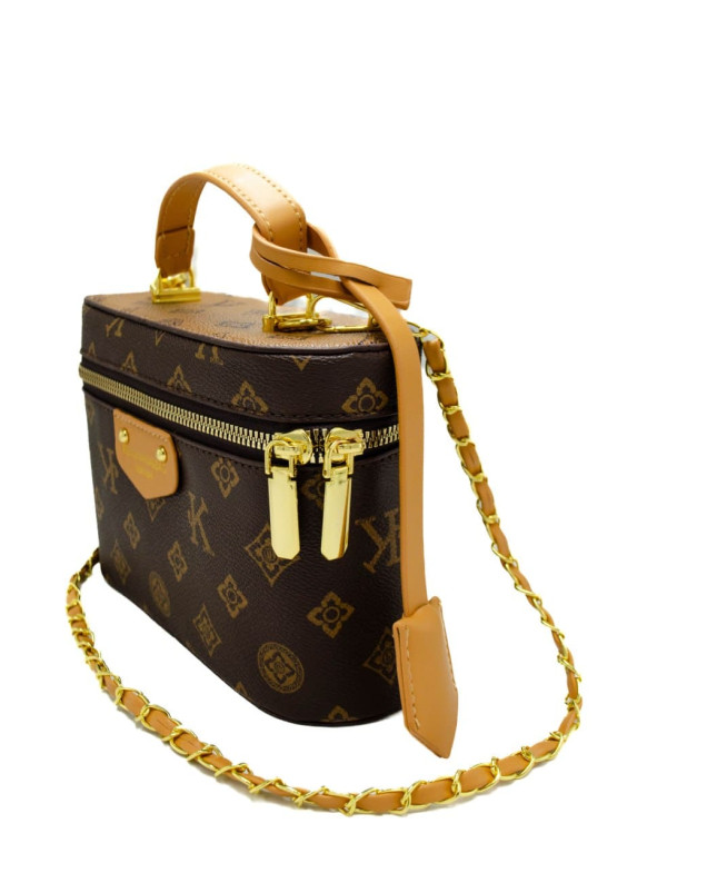 Сумка для дівчинки 8501 екошкіра шоколад/беж 19*7*13 Vanity Bag Monogram