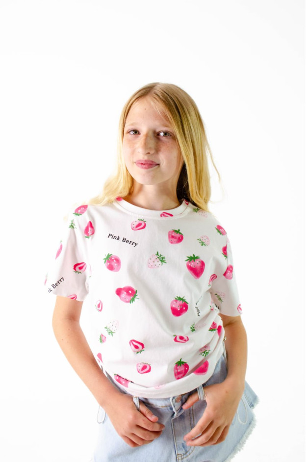 Футболка для дівчинки на літо 2606 котон білий Pink Berry 110(7)(р) 